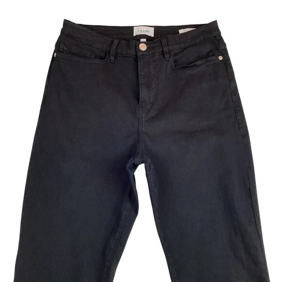 Frame Le High Straight Black Denim Jeans Womens 31 - Picture 3 of 12
